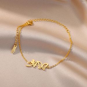 Link bransoletki motylowe początkowe listu Anklety dla kobiet ze stali nierdzewnej złota platowana alfabet kostka 2023 Para biżuteria