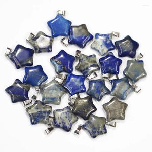 Kolye Kolyeleri 20pcs/Lot 2023 Moda Doğal Taş Lapis Lazuli Yıldız Tergilden Pentagram Kolye Takıları DIY Takı Bileklik Aksesuarları