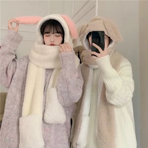 Hats Scarves Sets Cute bear hat thickened scarf hat gloves in one cute warm three-piece set 231121