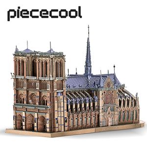 3D Puzzles Piececool 3D Metal Puzzle Notre Dame de Paris Model Building Kits DIY Jigsaw Teens Toys for Brain Teaser 230420