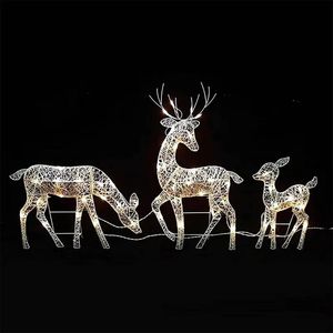 Garden Decorations Christmas Reindeer Outdoor Garden Lighted Decoration With LED Light Glowing Glitter Elk Deer Statue Home Decor 231120