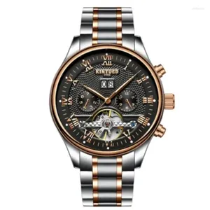 Orologi da polso KINYUED Scheletro Orologio automatico da uomo Impermeabile Flying Tourbillon Orologi meccanici Uomo a carica automatica Horloges Mannen Dropship