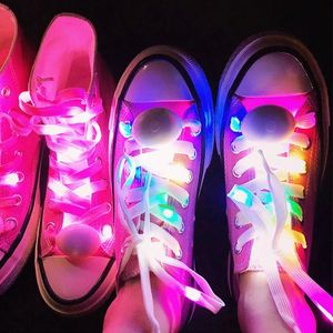 Shoe Parts Accessories 120cm LED sports luminous shoelaces circular flash batteries no ties lazy party decorations 231121