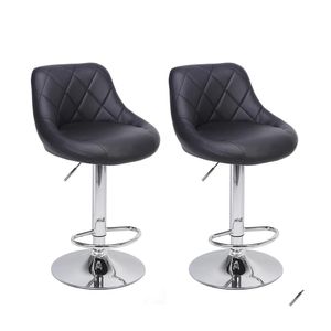 Bar Tools Waco Modern Stools High Type 2Pcs Adjustable Chair Disk Rhombus Backrest Design Dining Counter Pub Chairs Black2456 Drop D Dhe7S