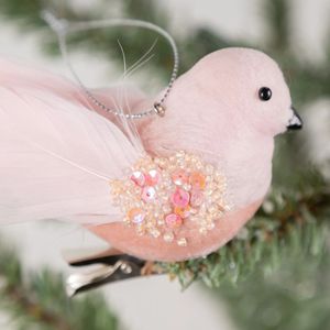 Juldekorationer Simulerade skum Feather Bird Mini Decoration Artificial Pink Animal Tree Pendant Family Wedding 231121
