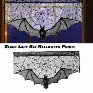 Bordduk DIY Black Lace Bat Halloween Props Party Scary Ineoor Decorations Window Curtains Event Holiday