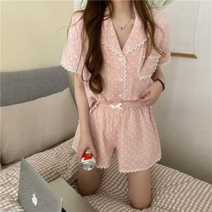 Kobieta sutowa kawaii pijama kawaii piżama damska letnia twórczość snu druk piżamy białe i różowe koszulowanie nocne odzież nocna 230421