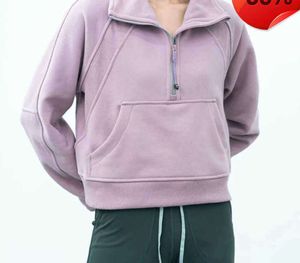 Roupas de Yoga LU-99 Mulheres Fitness Hoodies Runing Jaqueta Senhoras Esporte Meio Zíper Moletom Grosso Solto Estilo Curto Casaco com Lã 121