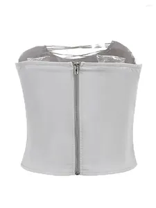 Gürtel Damen S Y2K Rüschen Off-Shoulder-Bluse Verführerisches Schnür-Bustier Tube Top Offener Rücken Figurbetontes Crop-Shirt Trendige Streetwear