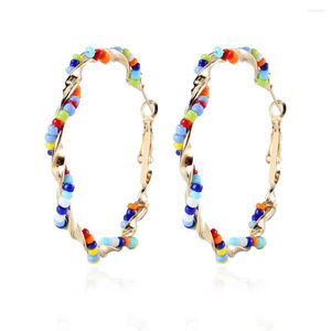 Hoop Earrings LuxHoney Vintage Bohemian Style Gold Plated Twisted Mini Colorful Bead Strand For Women OL In Summer Beach Party