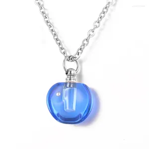 Pendant Necklaces Unisex Small Acrylic Round Bottle Container Urn Necklace Stainless Steel Cremation Jewelry Memorial Ashes Holder Keepsake