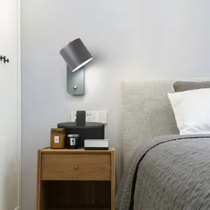 Lampa ścienna LED wewnętrzna Wandlampen Rotatie Verstelbare Schakelaar Moderne Wandlamp Met Muur Lichtpunt Hal Wandkandelaar