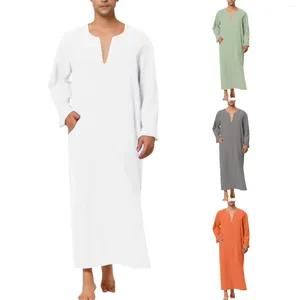 Etniska kläder långärmad skjorta abaya man mode muslimsk uppsättningar islamiska pakistan jubba tobe för män tunika arabiska kaftan robe saudi