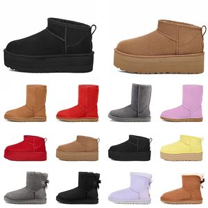 Designer Boots Womens Ugglie Kapcie Classic Ultra Mini Platform Tasman Tazz Kapters Australian Bailey Bow Bot Fuzzy Pink Pink na futrzanych kostkach śnieżnych botki zimowe