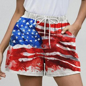 Kobiety szorty niepodległości Dzień Niepodległości Kobiety American Flag Wzory flagi swobodne elastyczne sznurka