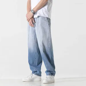 Herr jeans 2023 varumärke koreansk version student casual byxor high street rak löst bred ben svart blå baggy