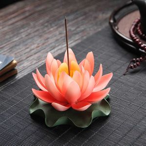 Essential Oils Diffusers Zen Ceramic Censer Handmade Set Aromatherapy Sandalwood Buddha HallHome Ornaments Water Lily Incense Burner Y23