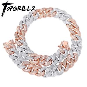 Collane con ciondolo TOPGRILLZ 18MM Maimi Collana a catena a maglia cubana Oro rosa Argento Colore Ghiacciato Zircone cubico Gioielli Hip Hop Regalo 231121