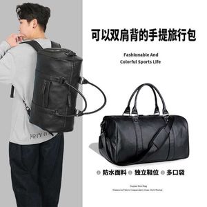 Borsa multifunzionale a doppia spalla borsa da viaggio messenger borsa per scarpe borsa da viaggio d'affari borsa da fitness in pelle di grande capacità 230420