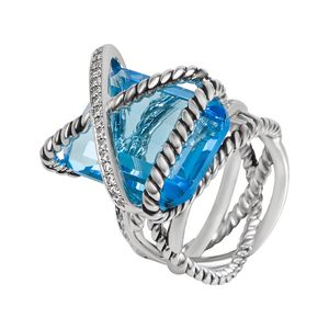 Dy Ring Twisted Weaving Designer Fashion Jewelry Classic 925 Sterling Silver Ring for Men and Women Wired Retro X-formad förlovningsfödelsedagspresent med låda