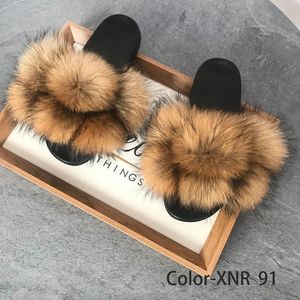 Slippers Fur Natural Hair Fluffy Cute Plush Ladies Flip Flops Summer Home Outdoor Non Slip Wear Resistant Flat Sandals 231121