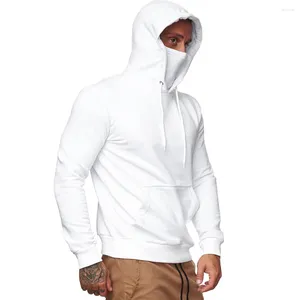 Erkek Hoodies Polyester Kapüşonlu Sweatshirt Elastikiyetli Uzun Kollu Jumper Yüz Muhafızı Siyah/Beyaz/Gri/Koyu Gri