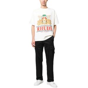 デザイナーファッション衣類 Tシャツ Tシャツ 2023 夏新 Rhude ハイストリートオウムフラワーレタープリントルーズリラックス半袖 Tシャツ男性トップス綿ストリート