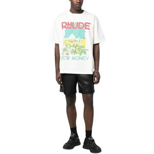 Designer Fashion Abbigliamento Tees Magliette 2023 Summer New Rhude Castle Coconut Tree Lettera Stampa T-shirt manica corta casual allentata Uomo Top Streetwear Hip hop