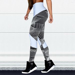 Leggings da donna RosEvans Block Color Vita alta Stampa geometrica Pantaloni sportivi da yoga Push Up Booty Lift Tight Fitness Gym Running