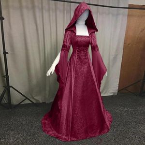 Casual klänningar halloween goth kvinnor stickad klänning smal montering kostym cosplay gotisk huva krage dam för höstvinter 2023