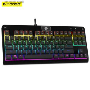 Tangentbord E-YOOSO Z77 Rainbow USB Mechanical Gaming Wired Keyboard 87 Keys Red Black Brown Blue Switch Gamer för dator PC Laptop Q231121