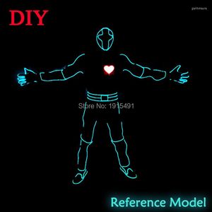 Masquerade Led Bulbs Diy America Heartbeat Men Costume As Fluorescent Party Props EL Wire Cold Light Flashing Trendy Clothing