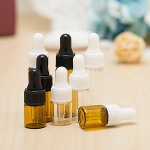 2 3 5 ML Mini Amber Glass Essential Oil Dropper Bottles Refillable Empty Eye Dropper Perfume Cosmetic Liquid Lotion Sample Storage Cont Tjrs