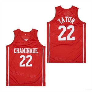 High School Basketball 22 Jayson Tatum Jerseys Chaminade College Preparatory Moive University Pullover For Sport Fans Embroidery And Sewing Red Team Breathable