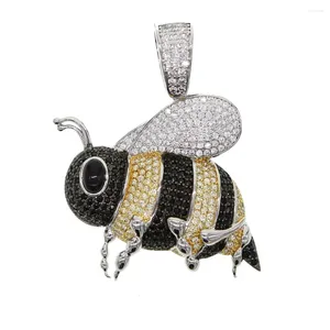 Naszyjniki wiszące czarne złoto srebrny kolor lodowany z sześciennej cyrkon zwierzęcy naszyjnik pszczoły 5 mm tenisowy łańcuch męski biżuteria Hip Hip