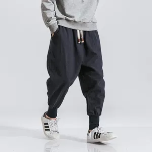 Männer Hosen Männer Baggy Drop-gabelung Baumwolle Harem Feste Elastische Taille Streetwear Jogger Casual Hosen Drop