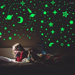 Wall Stickers 3D Luminous Stars Moon Dots Sticker For Kids Baby Rooms Bedroom Home Decoration Glow In The Dark DIY Combination