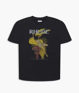 Modna odzież projektanta Koszulki Koszulki Rhude 22ss Grape Kobieca postać Malarstwo abstrakcyjne T-shirt z nadrukiem Luźne męskie Damskie modne topy urodowe Bawełniany styl uliczny