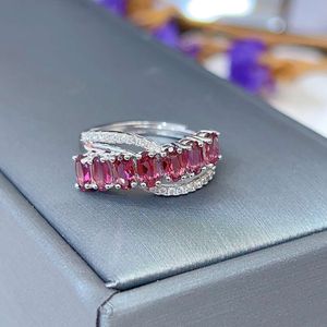 2023 Autumn New S925 Silver Plated Platinum Inlaid Magnesium Aluminum Pomegranate Ring JR3534-31 3 * 5mm Live