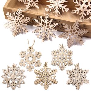 Christmas Decorations 9 Snowflake Pendant Wooden Hollow Decoration Home Party Tree Hanger DIY Gift 231121