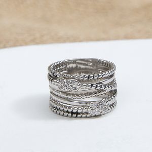 DY Twisted Braided Band Ringe Designer Modeschmuck für Männer Frauen Klassisch mit Diamanten 1:1 Ring Kabel Draht Vintage X-Form Verlobungsgeschenke mit Box