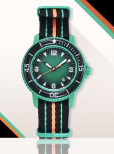 Orologio all'ingrosso con movimento al quarzo impermeabile bioceramico Hot 50 Fathoms dell'Oceano Atlantico per Blancpaines X Swatchs Orologi luminosi