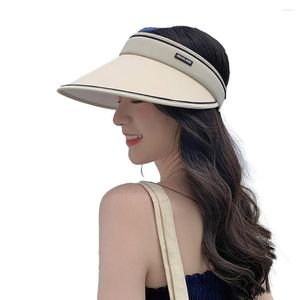 Wide Brim Hats Women Empty Top Letter Logo Elastic Rope Hair Hoop Design Sun Hat Extended Outdoor Riding