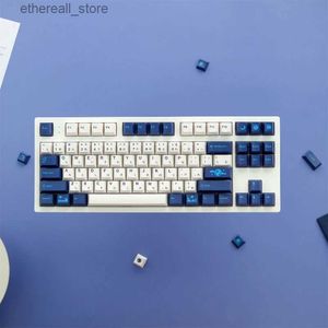 Клавиатуры, 129 клавиш/набор, колпачки для клавиш GMK Blue Moon PBT DYE-SUB, простые сине-белые колпачки с профилем Cherry для механической клавиатуры MX Switch Q231121
