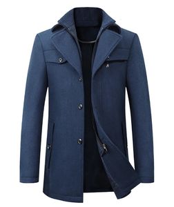 Misturas de lã masculina inverno sólido único breasted fino ajuste negócios casual jaqueta misturada casaco corta-vento 231120