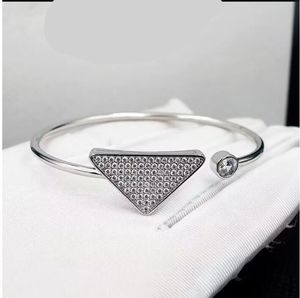 Tennis Letter Metal Triangle Full Diamond Single Diamond Open Bracelet Couple Classic Triangle Bracelet