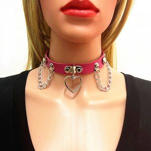 Scen slitage hjärta pendent choker halsband trendig punk läder krage gotisk nackkedja steampunk party smycken present kedja kedja