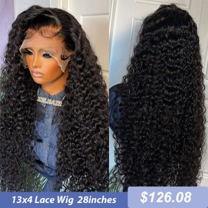 Synthetic s Water Wave Lace Front Curly Human Hair 30 Inch Wet And Wavy Deep Frontal 13x4 Hd Tranparent 230420