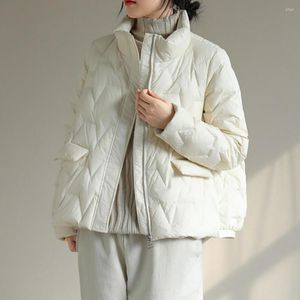 Trench da donna Piumino invernale ultraleggero Piumino corto da donna Stile corto Chiusura con cerniera All-match Lana d'anatra isolato