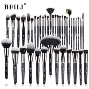 Makeup Tools BEILI Luxury Black Professional Brush Set Big Powder Brushes Foundation Natural Blending pinceaux de maquillage 230421